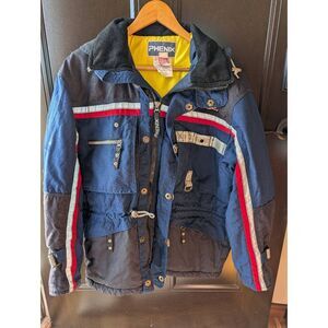 Phenix Men’s Ski Jacket – Size Small (Intl) – Vintage Style – Multi-Pocket – Blu